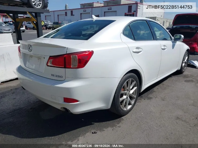 2011 Lexus Is 250 VIN: JTHBF5C22B5144753 Lot: 40367236