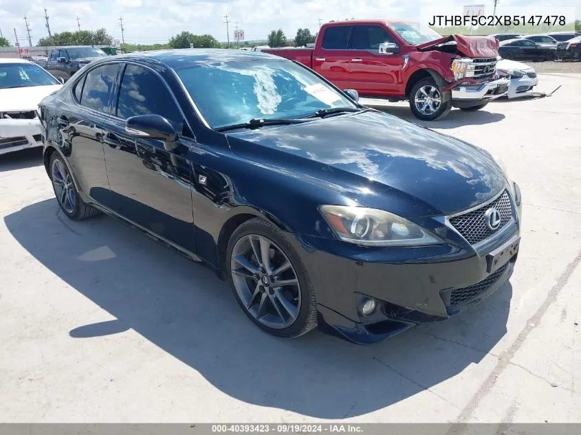 2011 Lexus Is 250 VIN: JTHBF5C2XB5147478 Lot: 40393423