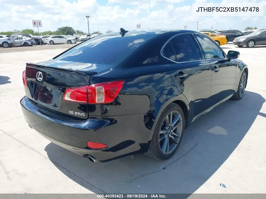 2011 Lexus Is 250 VIN: JTHBF5C2XB5147478 Lot: 40393423