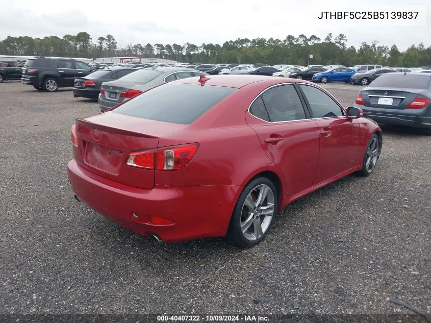 2011 Lexus Is 250 VIN: JTHBF5C25B5139837 Lot: 40407322