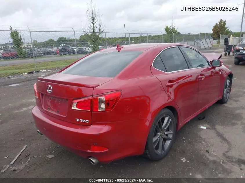 2011 Lexus Is 350 VIN: JTHBE5C25B5026246 Lot: 40411823