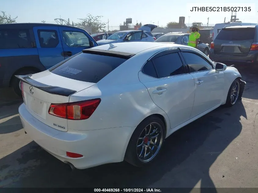 2011 Lexus Is 350 VIN: JTHBE5C21B5027135 Lot: 40469268