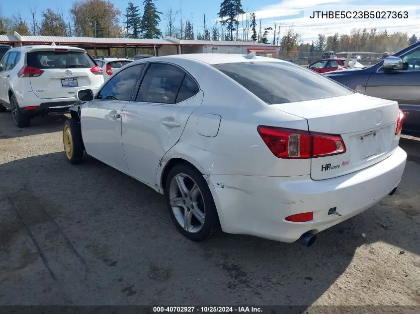 2011 Lexus Is 350 VIN: JTHBE5C23B5027363 Lot: 40702927