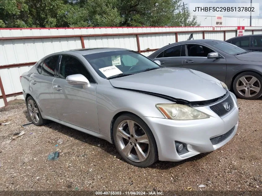 2011 Lexus Is 250 VIN: JTHBF5C29B5137802 Lot: 40755303