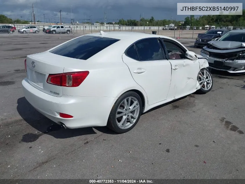 2011 Lexus Is 250 VIN: JTHBF5C2XB5140997 Lot: 40772353