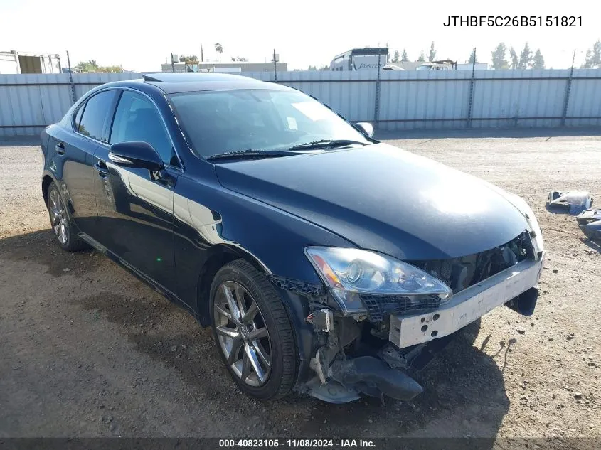 2011 Lexus Is 250 VIN: JTHBF5C26B5151821 Lot: 40823105