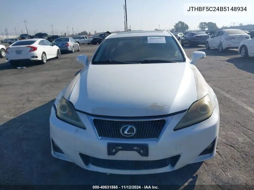 2011 Lexus Is 250 VIN: JTHBF5C24B5148934 Lot: 40831565