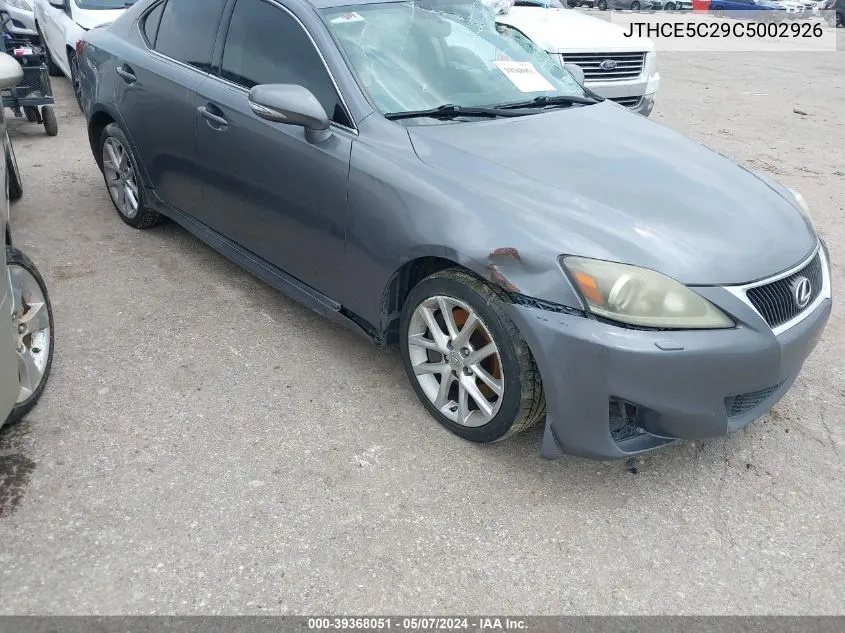 2012 Lexus Is 350 VIN: JTHCE5C29C5002926 Lot: 39368051