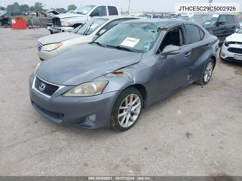 2012 Lexus Is 350 VIN: JTHCE5C29C5002926 Lot: 39368051