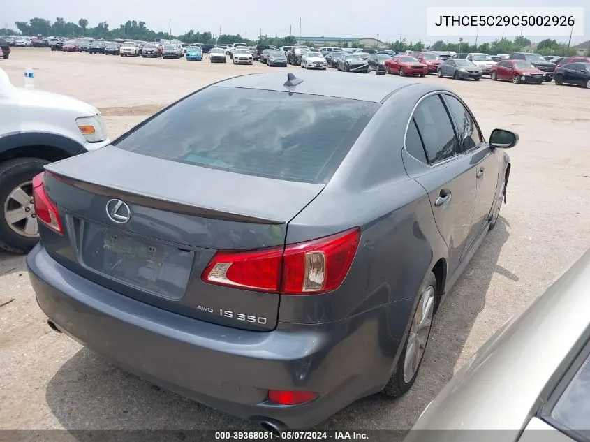 2012 Lexus Is 350 VIN: JTHCE5C29C5002926 Lot: 39368051