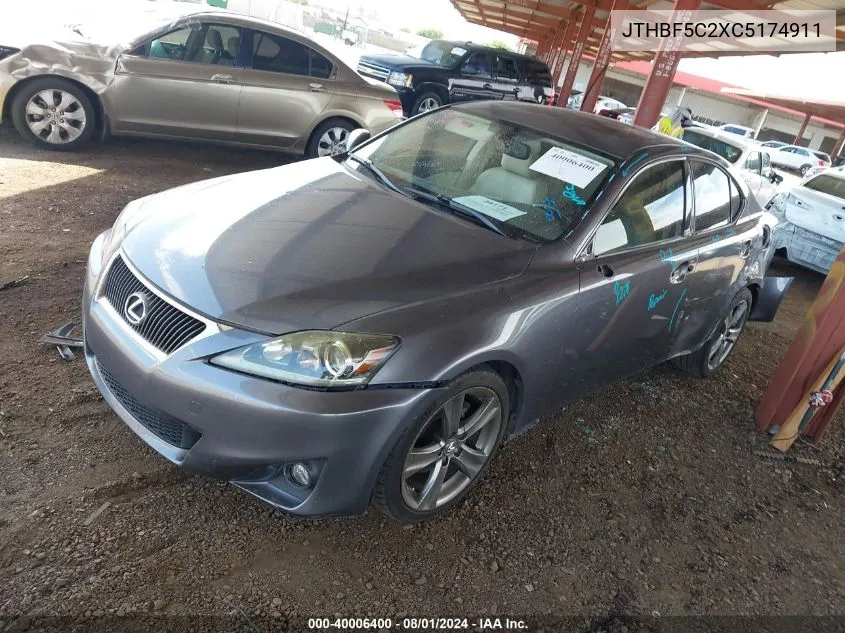 2012 Lexus Is 250 VIN: JTHBF5C2XC5174911 Lot: 40006400