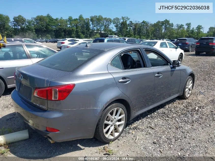 2012 Lexus Is 250 VIN: JTHCF5C29C2036038 Lot: 40160367