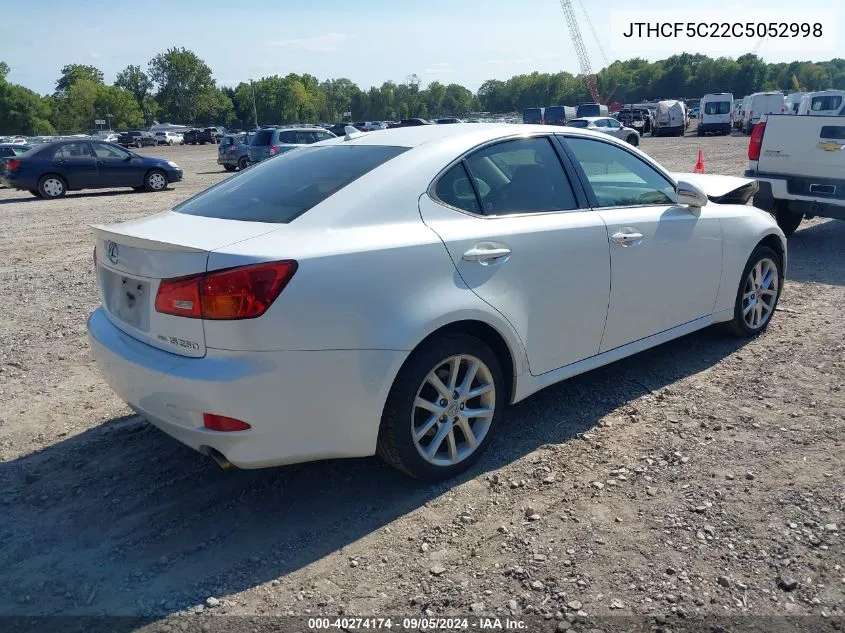 2012 Lexus Is 250 VIN: JTHCF5C22C5052998 Lot: 40274174