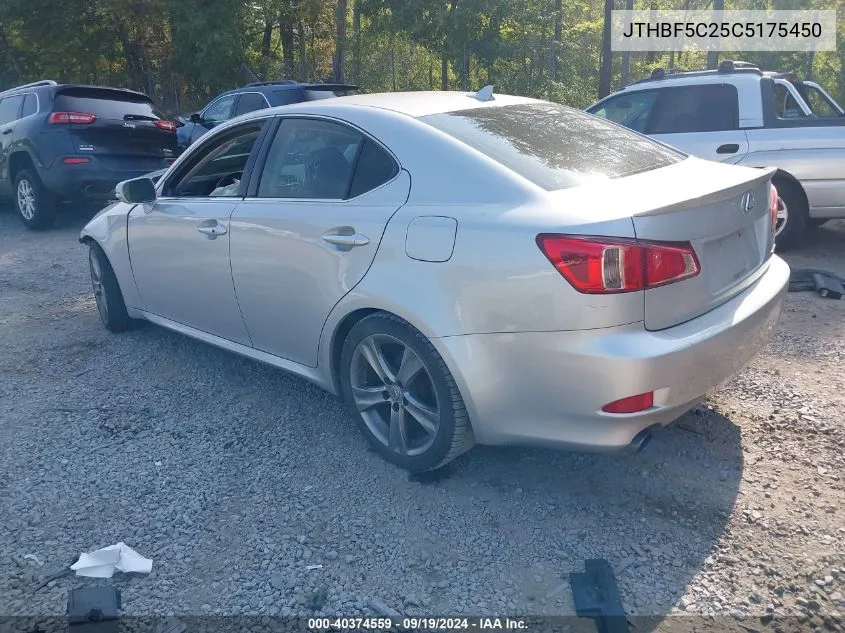 2012 Lexus Is 250 VIN: JTHBF5C25C5175450 Lot: 40374559