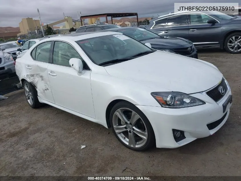 2012 Lexus Is 250 VIN: JTHBF5C22C5175910 Lot: 40374709