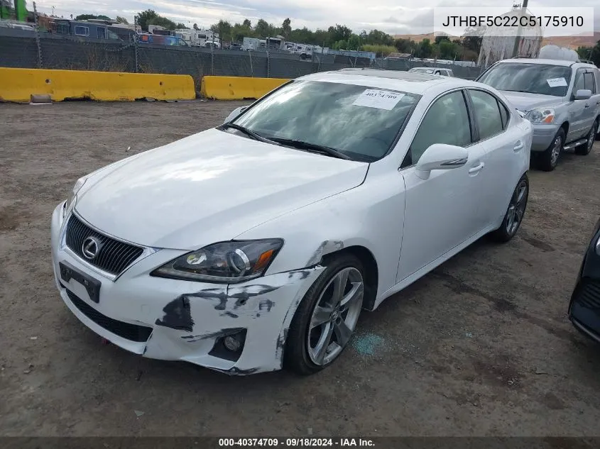 2012 Lexus Is 250 VIN: JTHBF5C22C5175910 Lot: 40374709