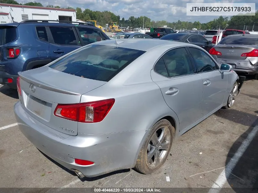 JTHBF5C27C5178933 2012 Lexus Is 250