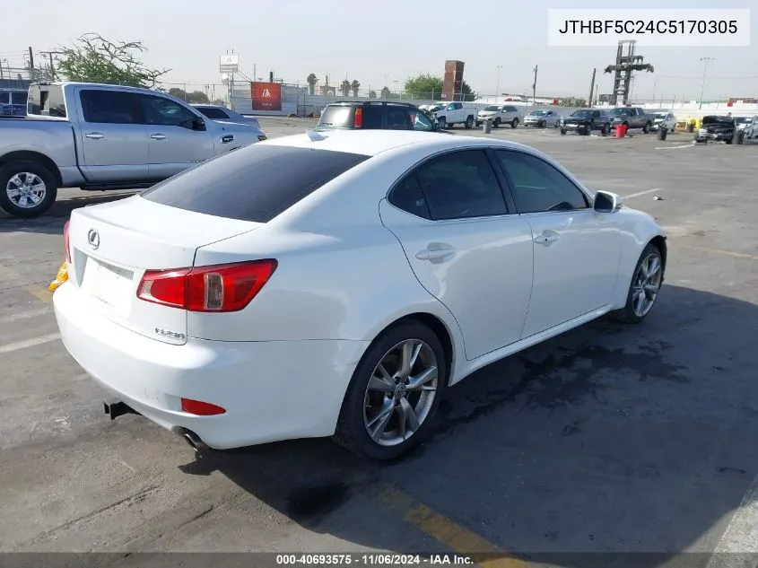 2012 Lexus Is 250 VIN: JTHBF5C24C5170305 Lot: 40693575