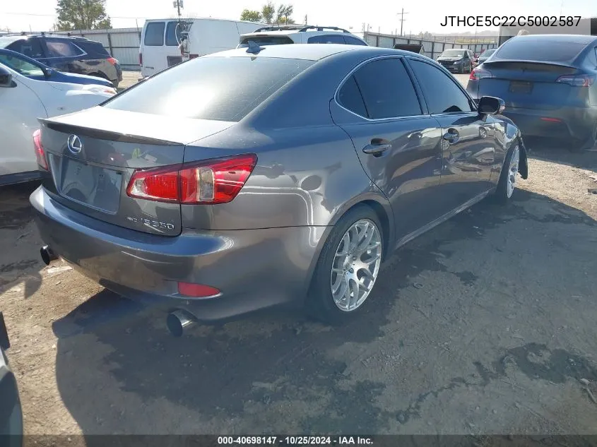 2012 Lexus Is 350 VIN: JTHCE5C22C5002587 Lot: 40698147