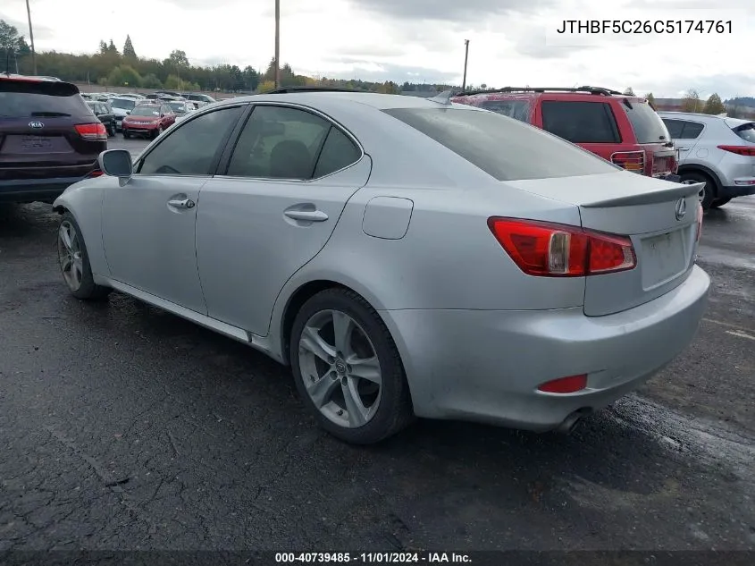 2012 Lexus Is 250 VIN: JTHBF5C26C5174761 Lot: 40739485