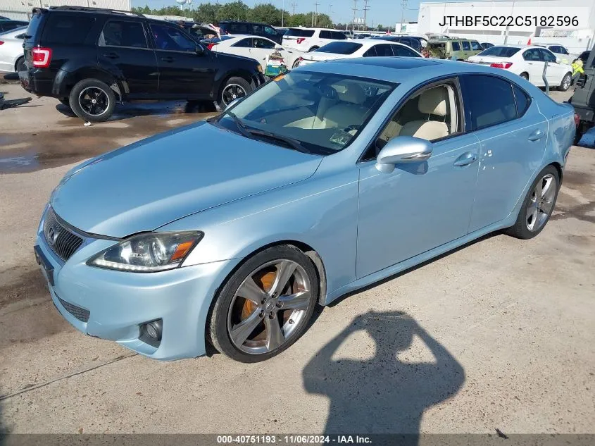 2012 Lexus Is 250 VIN: JTHBF5C22C5182596 Lot: 40751193