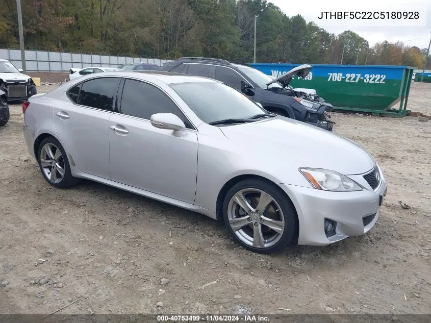 2012 Lexus Is 250 VIN: JTHBF5C22C5180928 Lot: 40753499