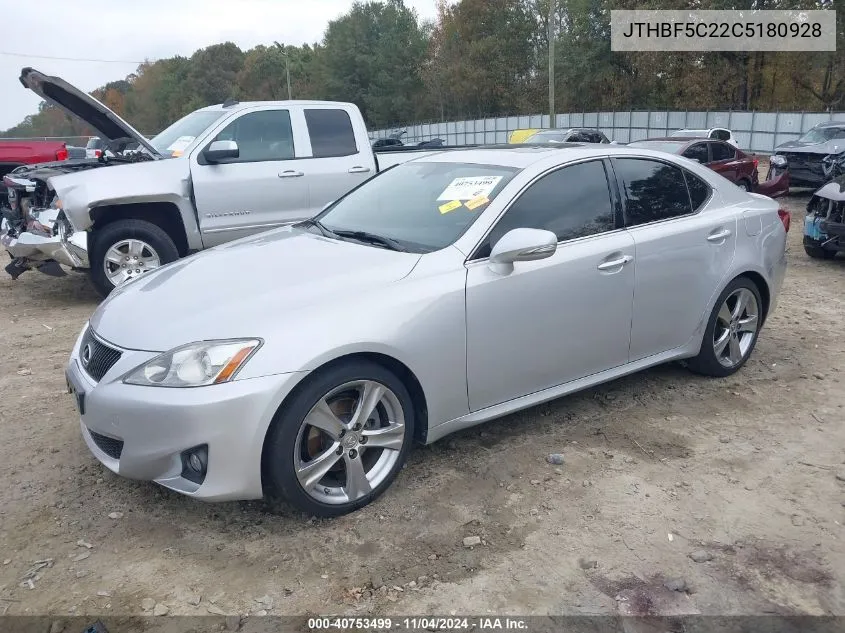 2012 Lexus Is 250 VIN: JTHBF5C22C5180928 Lot: 40753499