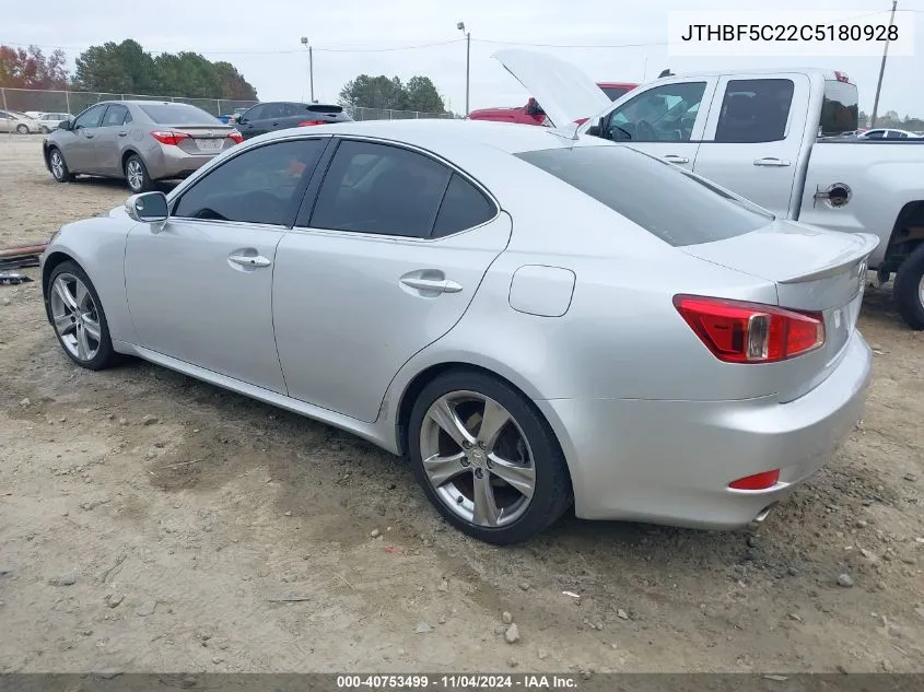 2012 Lexus Is 250 VIN: JTHBF5C22C5180928 Lot: 40753499