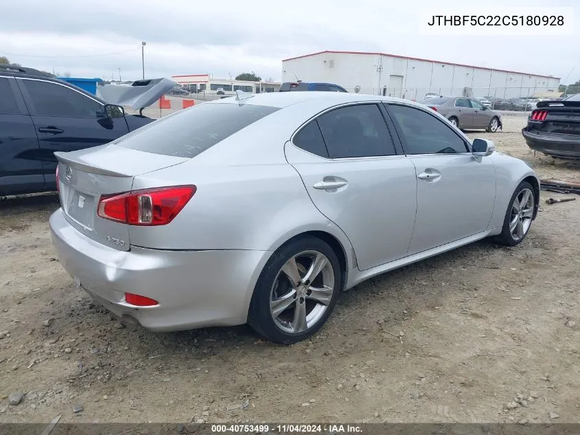 2012 Lexus Is 250 VIN: JTHBF5C22C5180928 Lot: 40753499