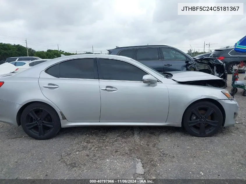 2012 Lexus Is 250 VIN: JTHBF5C24C5181367 Lot: 40797966