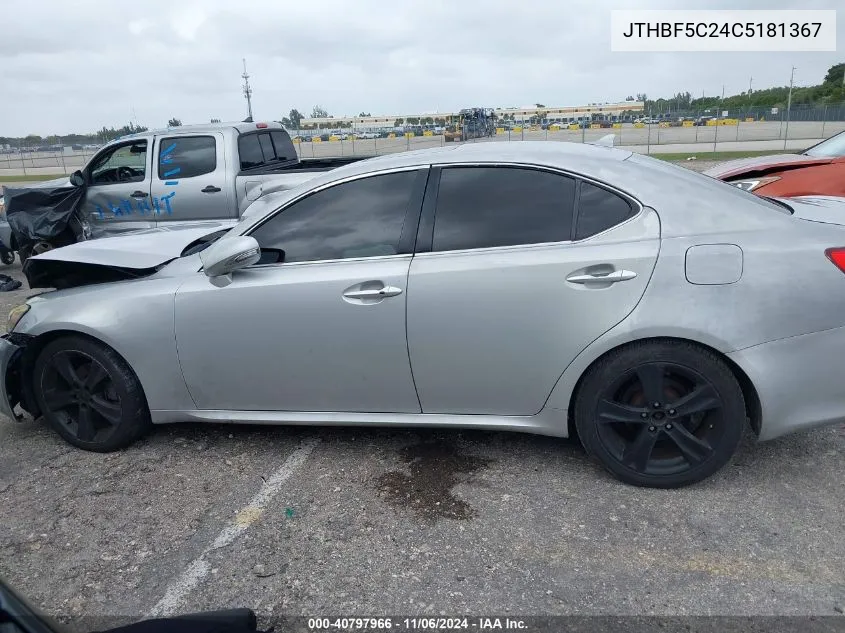 2012 Lexus Is 250 VIN: JTHBF5C24C5181367 Lot: 40797966