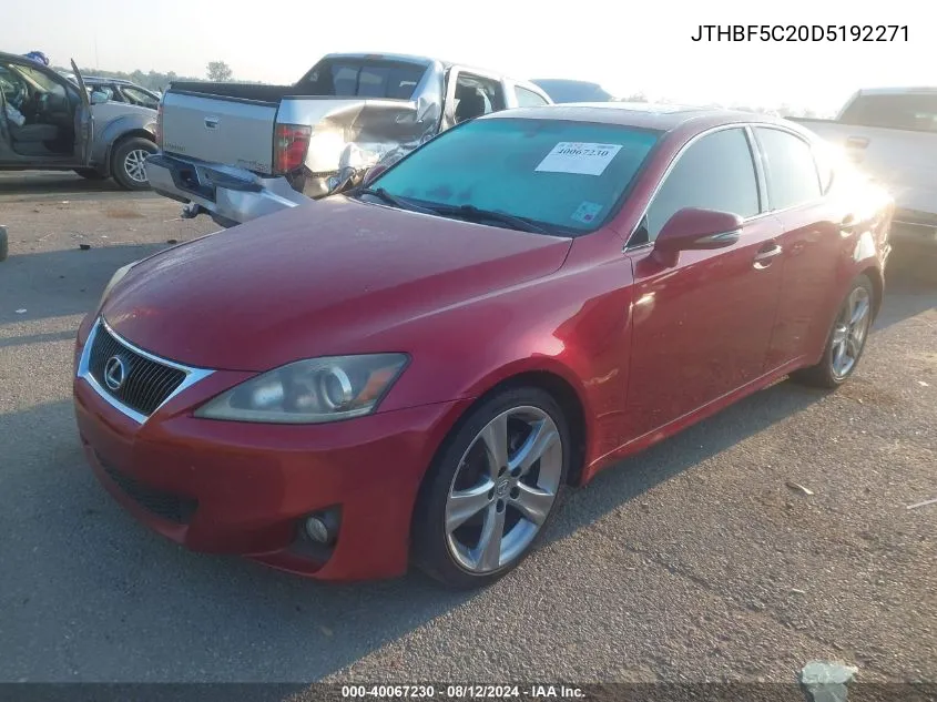 2013 Lexus Is 250 VIN: JTHBF5C20D5192271 Lot: 40067230