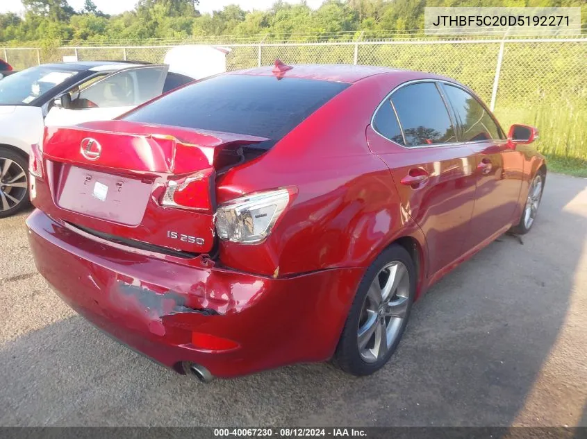 JTHBF5C20D5192271 2013 Lexus Is 250