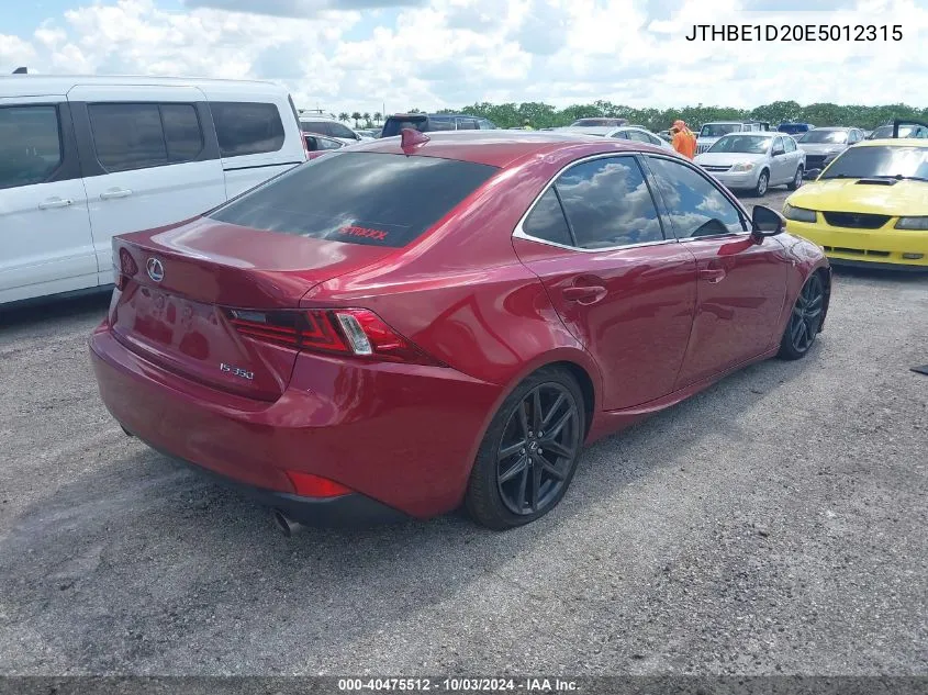 2014 Lexus Is 350 VIN: JTHBE1D20E5012315 Lot: 40475512