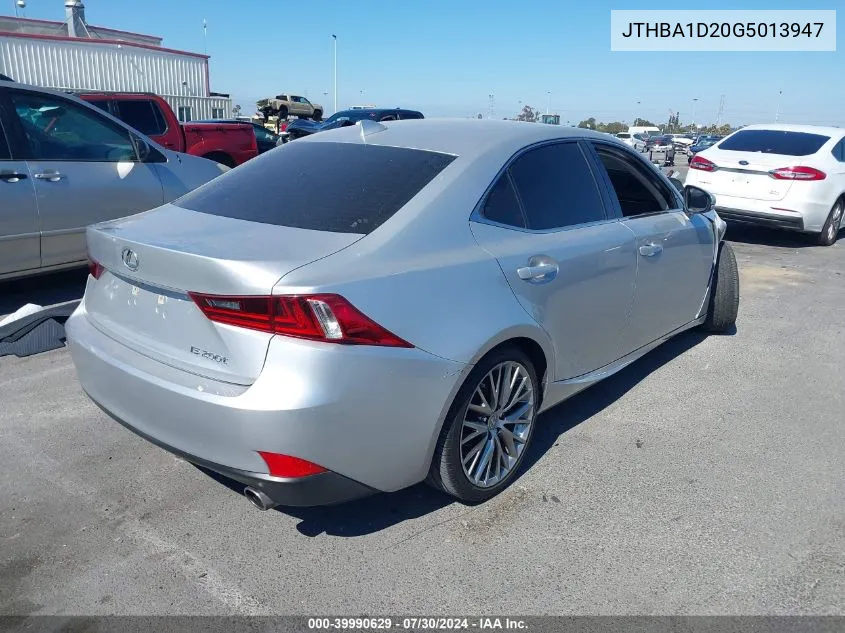 2016 Lexus Is 200T VIN: JTHBA1D20G5013947 Lot: 39990629