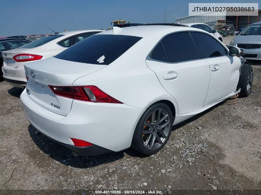 2016 Lexus Is 200T VIN: JTHBA1D27G5038683 Lot: 40118086