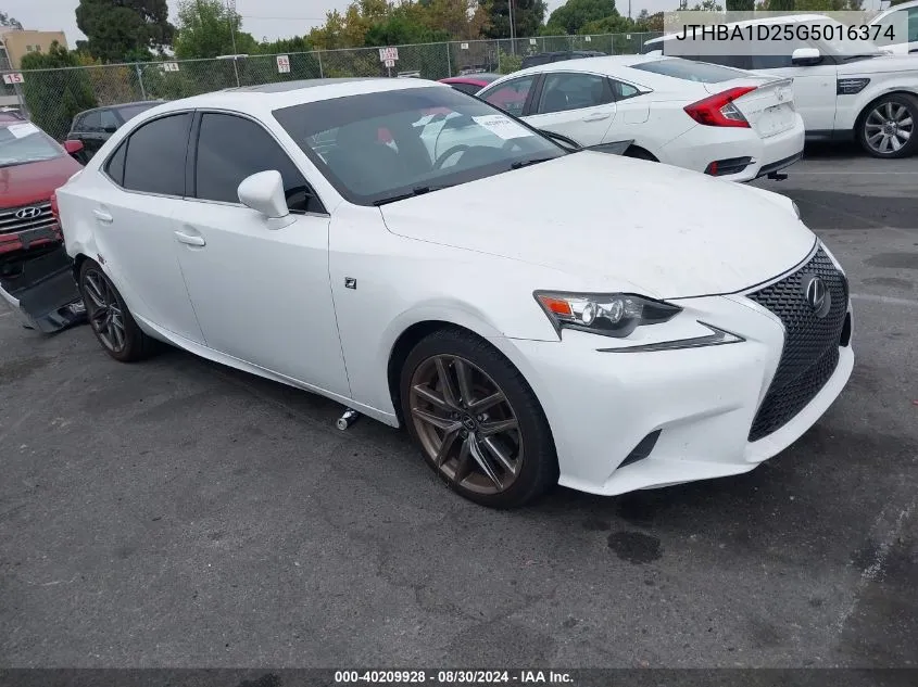 2016 Lexus Is 200T VIN: JTHBA1D25G5016374 Lot: 40209928