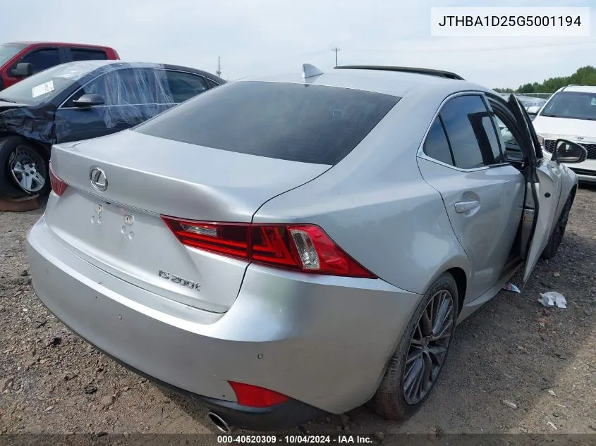 2016 Lexus Is 200T VIN: JTHBA1D25G5001194 Lot: 40520309