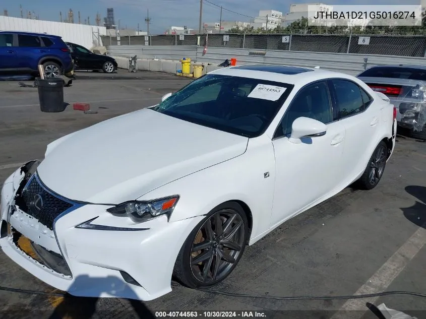 2016 Lexus Is 200T VIN: JTHBA1D21G5016274 Lot: 40744563