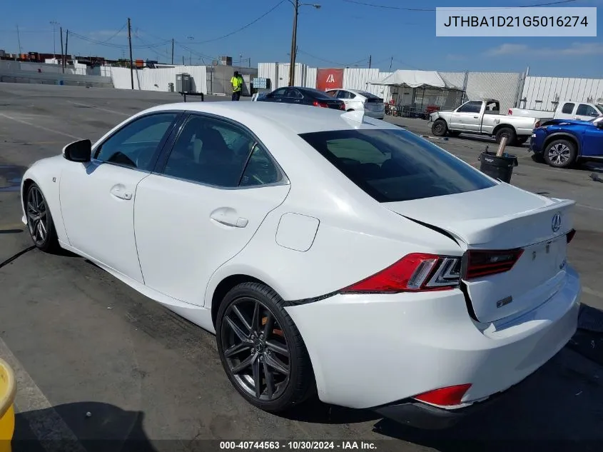 2016 Lexus Is 200T VIN: JTHBA1D21G5016274 Lot: 40744563