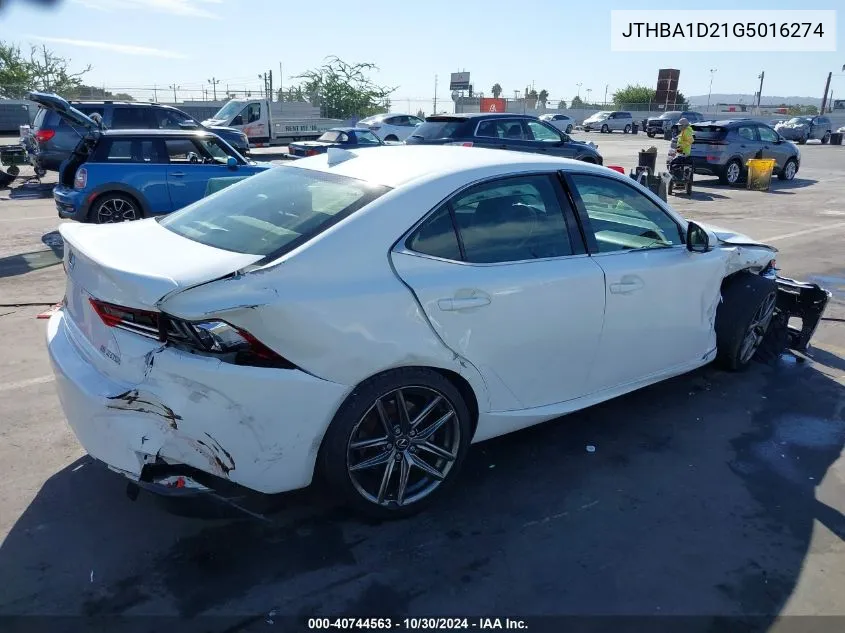 2016 Lexus Is 200T VIN: JTHBA1D21G5016274 Lot: 40744563