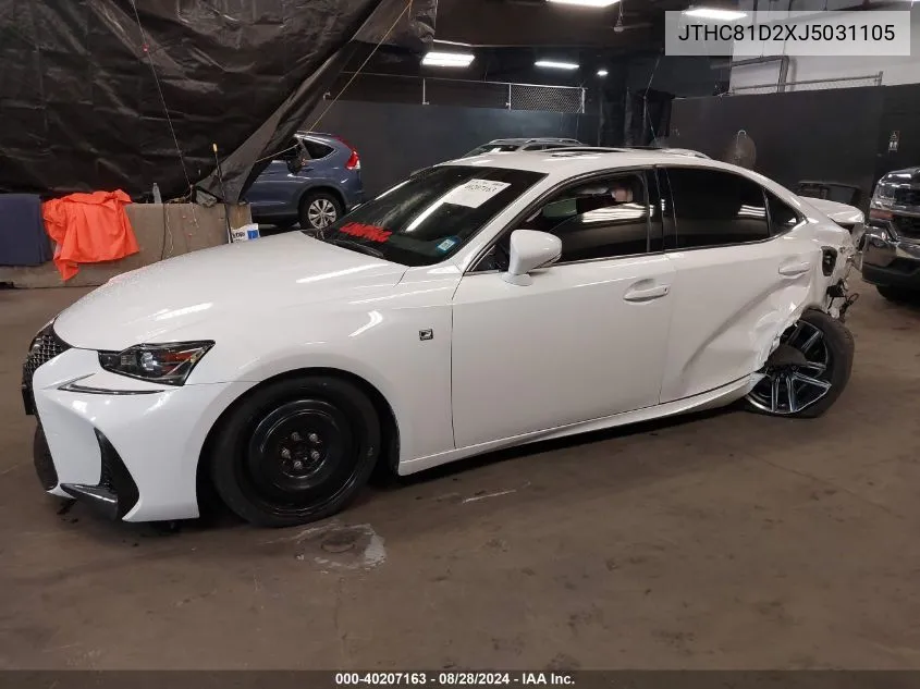 2018 Lexus Is 300 VIN: JTHC81D2XJ5031105 Lot: 40207163