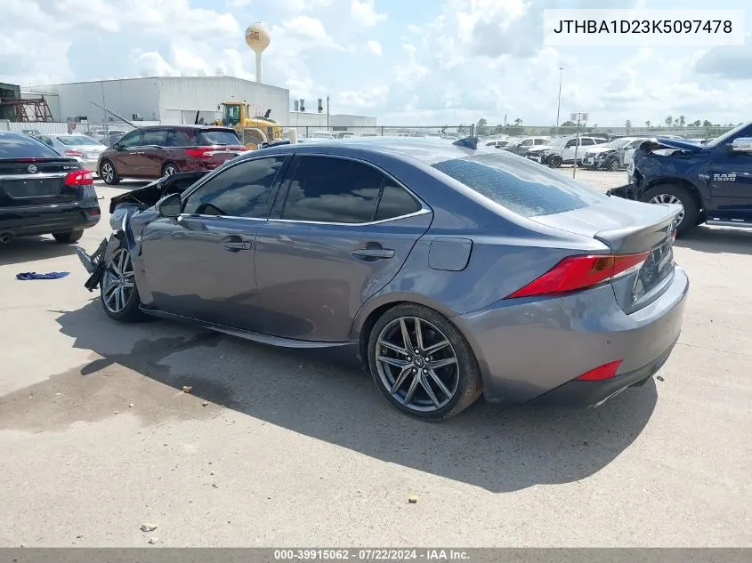 2019 Lexus Is 300 VIN: JTHBA1D23K5097478 Lot: 39915062