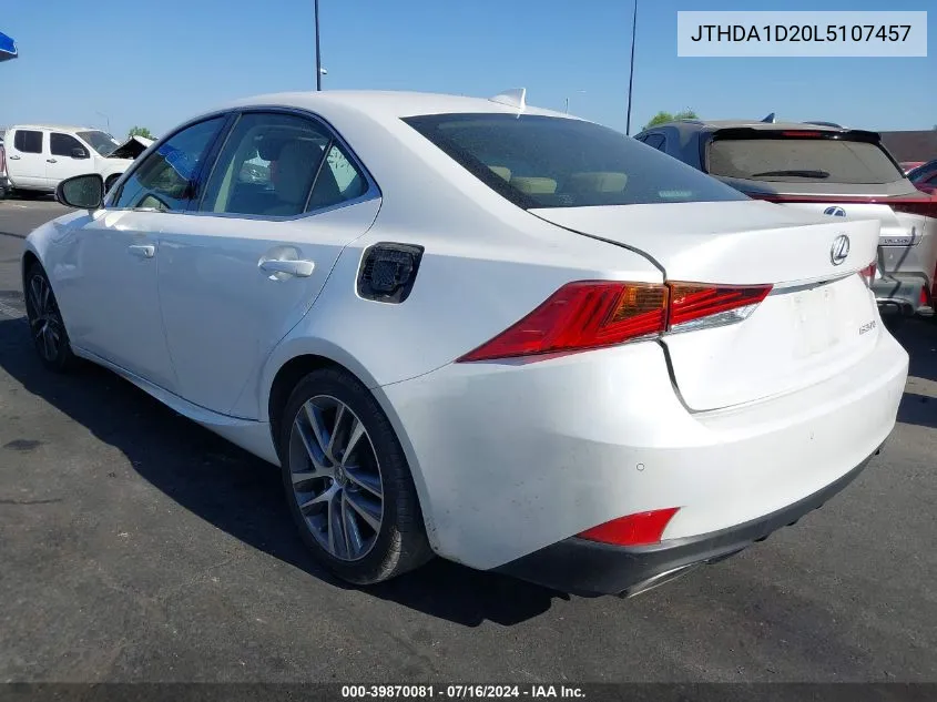 2020 Lexus Is 300 VIN: JTHDA1D20L5107457 Lot: 39870081