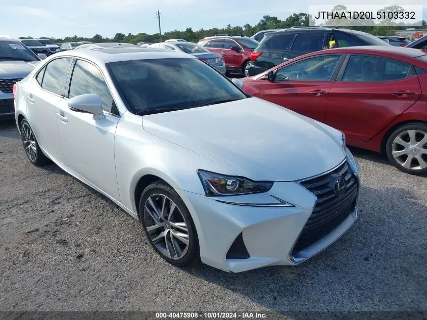 2020 Lexus Is 300 VIN: JTHAA1D20L5103332 Lot: 40475908