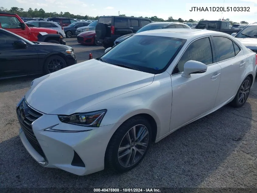 2020 Lexus Is 300 VIN: JTHAA1D20L5103332 Lot: 40475908