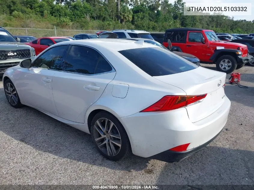 2020 Lexus Is 300 VIN: JTHAA1D20L5103332 Lot: 40475908