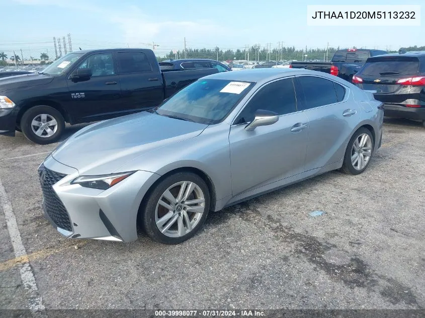 2021 Lexus Is 300 VIN: JTHAA1D20M5113232 Lot: 39998077