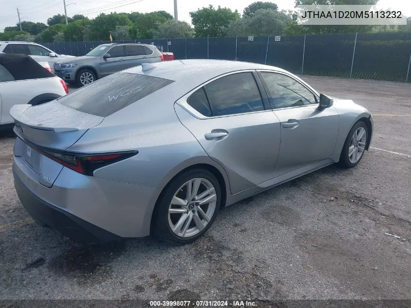 2021 Lexus Is 300 VIN: JTHAA1D20M5113232 Lot: 39998077