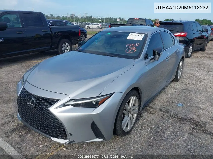 2021 Lexus Is 300 VIN: JTHAA1D20M5113232 Lot: 39998077